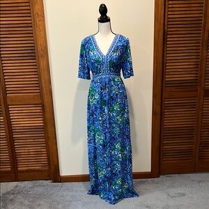 Lilly Pulitzer Blue and Green Maxi Dress